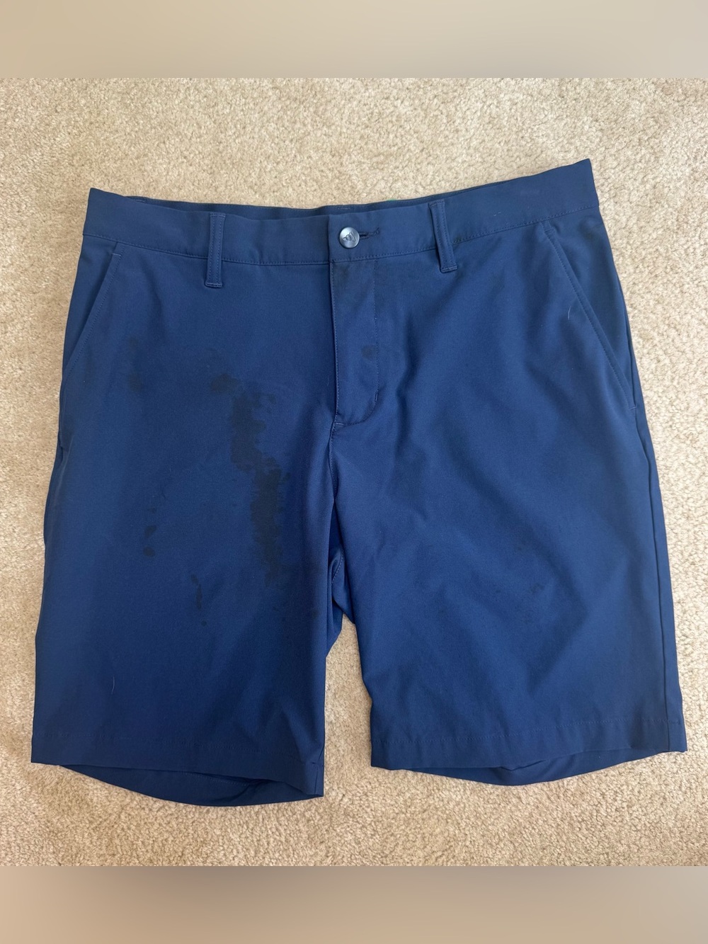 adidas Men's Sz 32 Navy Flat-Front Performance Shorts